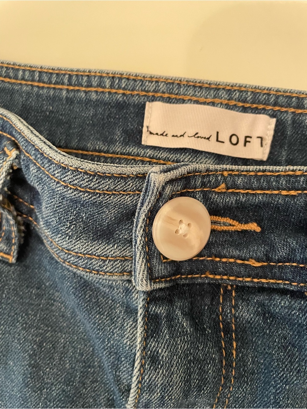LOFT Wide Leg Flared Jeans in Medium Blue Denim - Picture 2 of 3